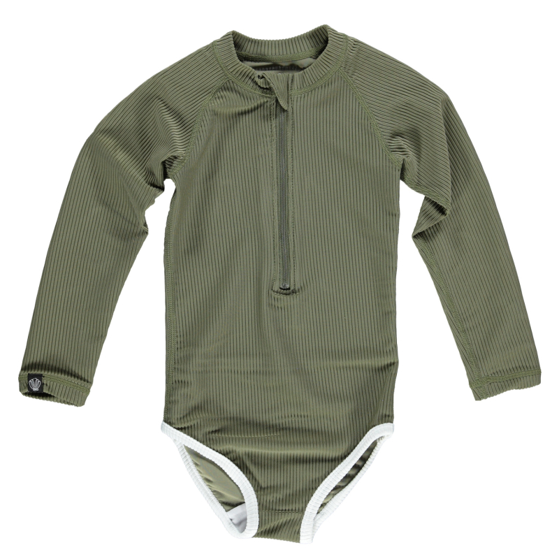 Billede af Beach & Bandits UV-badedragt med lange ærmer UPF 50+ - palm ribbed olive green