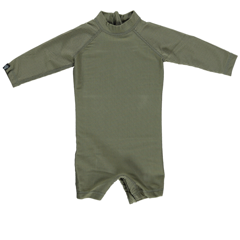 Image of Beach & Bandits baby suit med lange ærmer UPF 50+ - palm ribbed olive green (2018877)