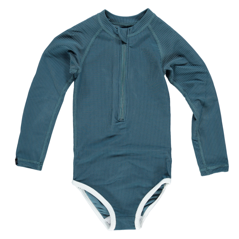 Billede af Beach & Bandits UV-badedragt med lange ærmer UPF 50+ - ocean ribbed pacific blue