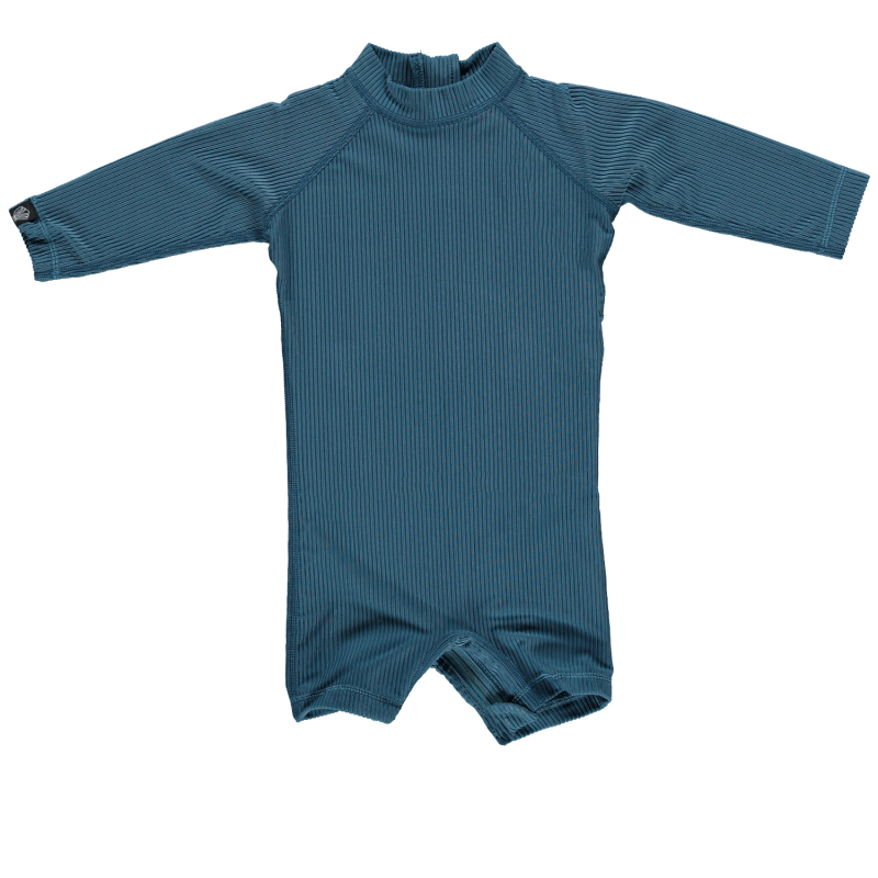 Billede af Beach & Bandits baby suit med lange ærmer UPF 50+ - Ocean ribbed pacific blue