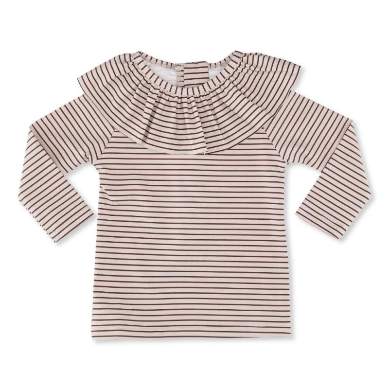 Konges Sløjd UPF 50+ soleil badebluse striped bordeaux/nature flæse Billede af Konges Sløjd UPF 50+ soleil badebluse striped bordeaux/nature flæse