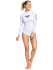 Badetrøje med lange ærmer til voksne kvinder i hvid med sort Roxy logo på brystet