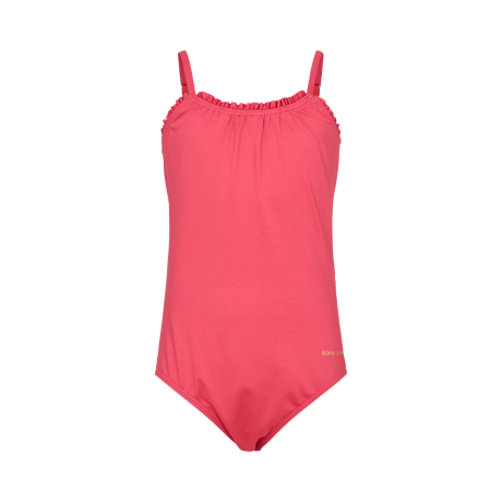 Pink badedragt med flæser G231223