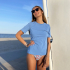 UV soltrøje i klar blå til voksen kvinde 