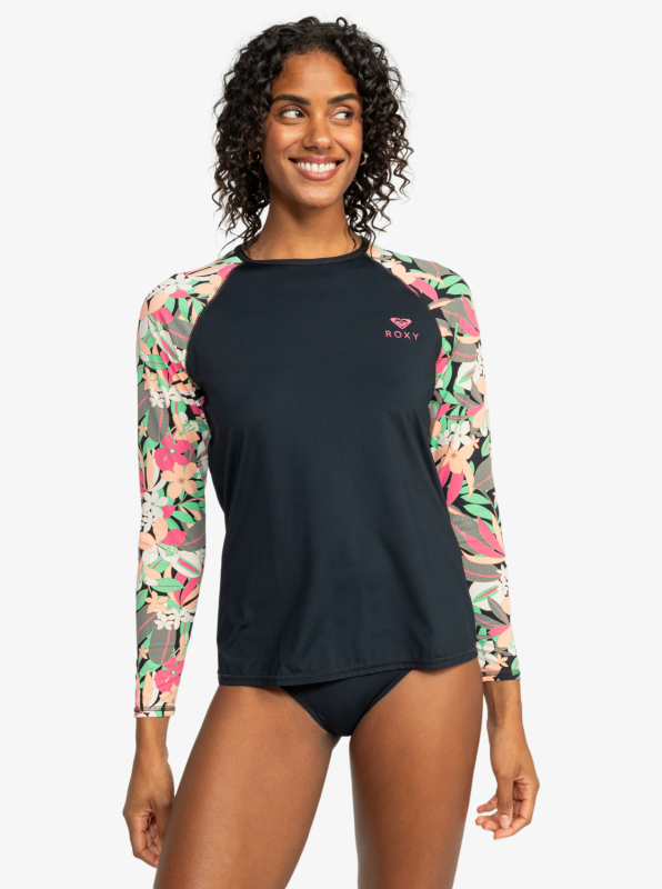 Billede af Roxy printed long sleeve UPF 50+ trøje sort